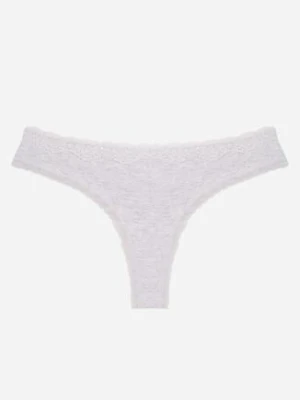 Szare Majtki z Bawełną Typu Stringi Ozdobione Koronką Cirilise