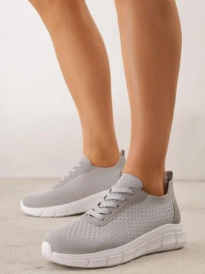 Szare Minimalistyczne Buty Sportowe z Siateczki na Tłoczonej Podeszwie Zanera ballada