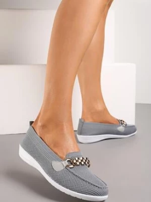 Zdjęcie produktu Szare Półbuty z Elastyczną Cholewką i Elegancką Klamerką Naelle