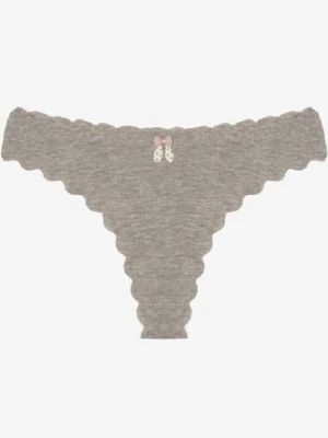 Szare Prążkowane Majtki Stringi z Bawełny Ilweda
