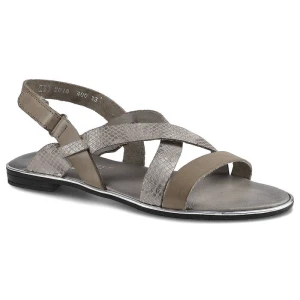 Szare Sandały Lemar Damskie Skórzane Buty Na Lato