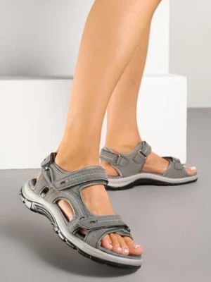 Szare Sandały Sportowe Vices z Rzepami Finariana