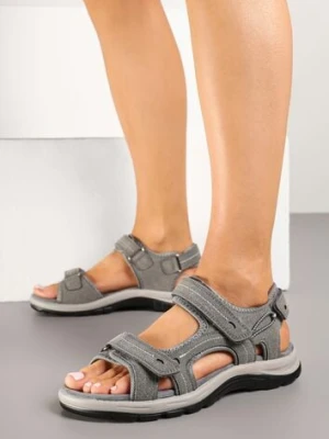 Szare Sandały Vices w Sportowym Stylu na Rzepy Finarielis