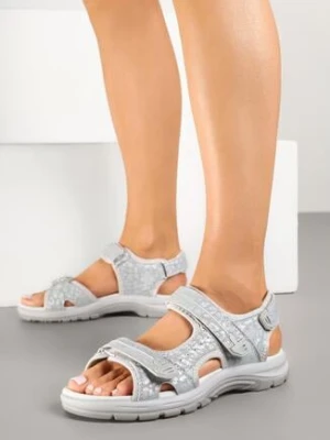 Szare Sandały Vices z Geometrycznym Wzorem Elliovelle