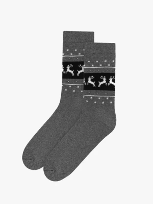 Szare skarpetki świąteczne unisex w renifery Ryłko
