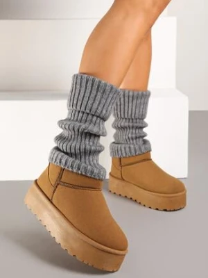 Szare Skarpety Getry Ozdobione Wywinięciem Ilarael