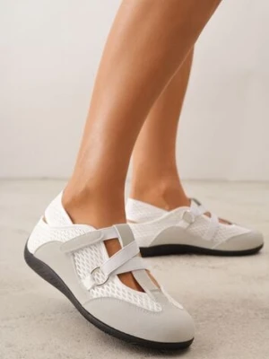 Szare Sneakeriny z Siateczki z Zapięciem na Rzep Vianate kang you