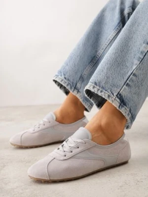 Szare Sneakersy Kultowe Tenisówki Y2K z Imitacji Zamszu Nerialle