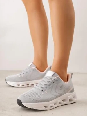 Szare Buty Sportowe na Grubej Geometrycznej Podeszwie Alexusa