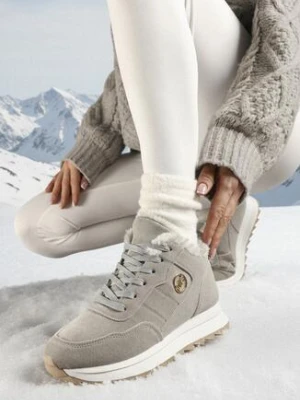 Szare Sneakersy na Platformie z Futerkiem Egiapia vices