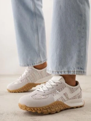 Szare Sneakersy z Abstrakcyjną Podeszwą z Tłoczeniem i Ozdobnymi Paskami Emaliane maira