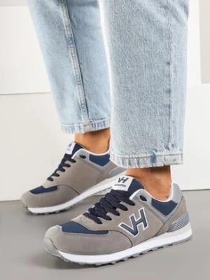 Szare Sneakersy z Geometryczną Aplikacją Halaniela van horn