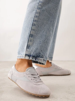 Szare Sneakersy z Imitacji Zamszu w Stylu Kultowych Tenisówek Aelliana Sport