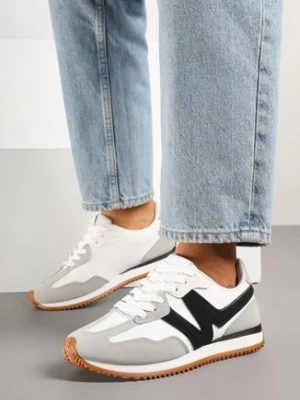 Szare Sneakersy z Metaliczną Lamówką i Geometrycznym Wzorem Tosvella