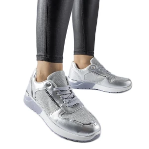 Szare sneakersy z ozdobną nitką Facondo srebrny Inna marka