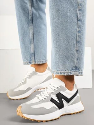 Szare Sneakersy z Ozdobnym Bieżnikiem Welorea gowin