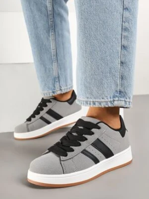 Szare Sneakersy z Ozdobnymi Naszywkami z Boku Galdexis mulanka