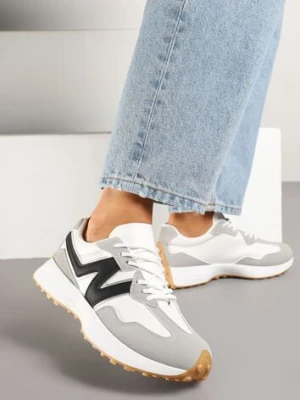 Szare Sneakersy z Przeszyciami i Ozdobnym Bieżnikiem Weonessa