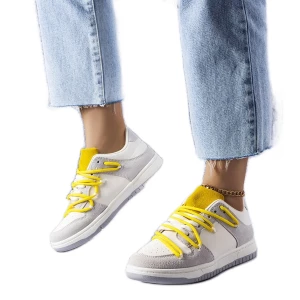 Szare sneakersy z żółtymi sznurówkami Aucoin Inna marka