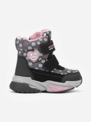 Szare Śniegowce w Kwiatki z Sercem i Napisem Alwedina