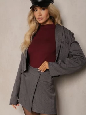 Szare Spódnico-Szorty z Cekinami Zakładką i Imitacją Kieszeni Vaiane retro & icone