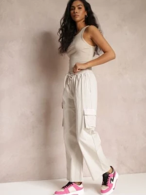 Szare Spodnie Cargo z Szerokimi Nogawkami i Gumką w Talii Zael lily rose