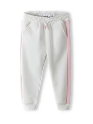 Szare spodnie dresowe niemowlęce z różowymi paskami Minoti