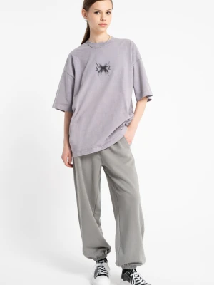 Szare spodnie dresowe OVERSIZE z modnymi cięciami Reporter