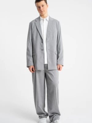 Szare spodnie garniturowe LOOSE w prążki Reporter