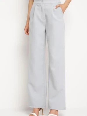 Szare Spodnie Garniturowe z Kieszeniami Letiza lovery