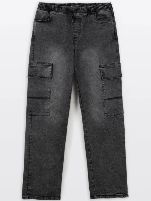 Szare spodnie jeansowe typu CARGO z efektem sprania Reporter