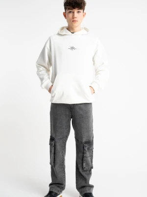 Szare spodnie jeansowe typu CARGO z efektem sprania Reporter