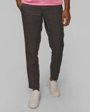 Szare Spodnie Lniane Męskie Alberto Lou-j - Pure Linen