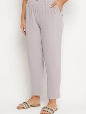 Szare Spodnie o Prostym Kroju z Gumką w Talii Filavia bh forever