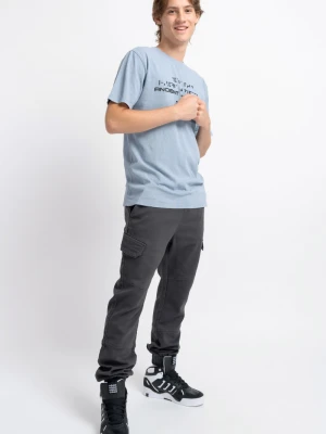 Szare spodnie typu joggery z modnymi klapami na nogawkach Reporter