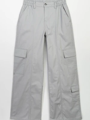 Szare spodnie z szerokimi nogawkami z przestrzennymi kieszeniami Reporter