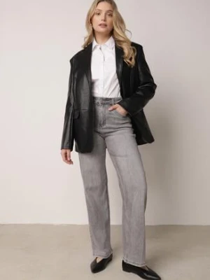 Szare Szerokie Jeansy z Wysokim Stanem z Bawełną i Domieszką Wiskozy Jenninne milas91