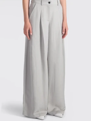 SZARE SZEROKIE SPODNIE LEN I WISKOZA LIVIANA CONTI