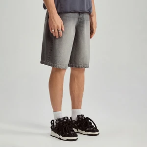 Szare szorty jeansowe baggy fit z efektem sprania House