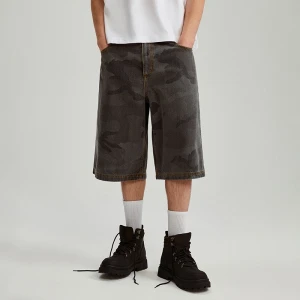 Szare szorty jeansowe baggy we wzór camo House