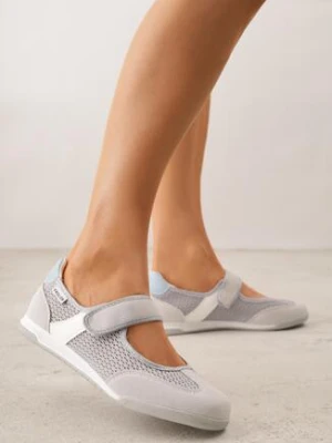 Szare Tenisówki w Stylu Balerinek z Napisem Emitanela maira