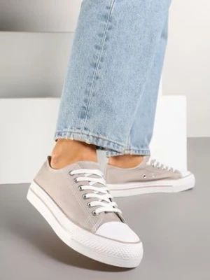 Szare Trampki Klasyczne przed Kostkę na Grubej Podeszwie Senathiela msmg