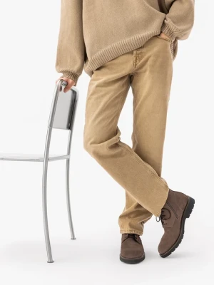 Szare trzewiki ze skóry welurowej Ryłko