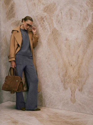 Szare wełniane spodnie z kaszmirem TARANKO