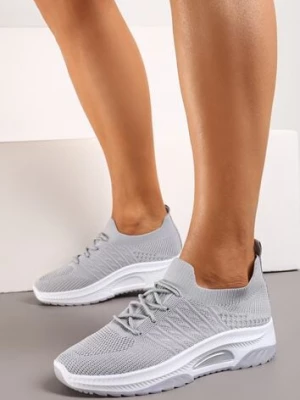 Szare Wsuwane Buty Sportowe w Skarpetkowym Stylu z Ozdobną Podeszwą Moonlise