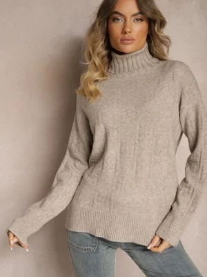 Szaro-Beżowy Golf o Klasycznym Kroju Savelle wool fashion