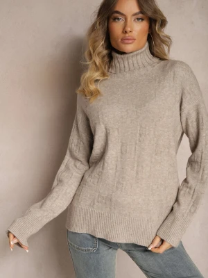 Szaro-Beżowy Golf o Klasycznym Kroju Savelle Wool Fashion