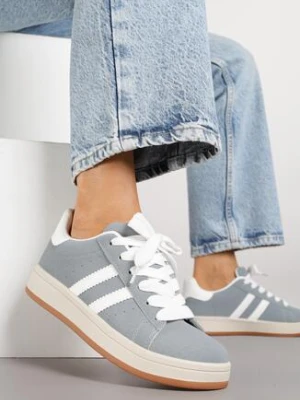 Szaro-Białe Sneakersy z Ozdobnymi Paskami Rilanira