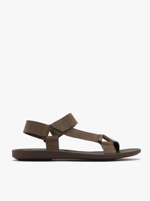 Szaro-brązowe sandały męskie z weluru Ryłko