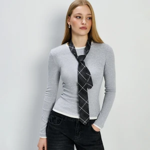 Szaro-czarny krawat w kratkę House